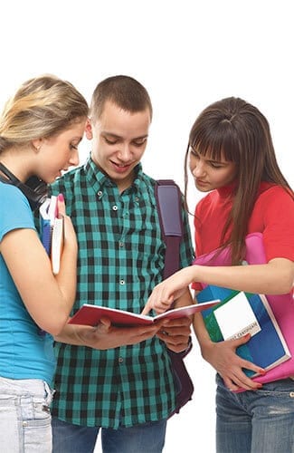 Image of recovering teenage boys and girls feeling optimistic at a boarding school for struggling youth